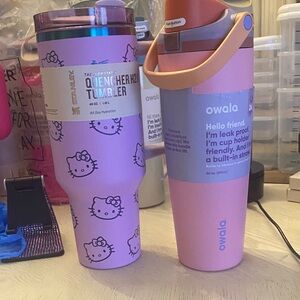 Hello Kitty Stanley Tumbler and Owala Water Bottle Set